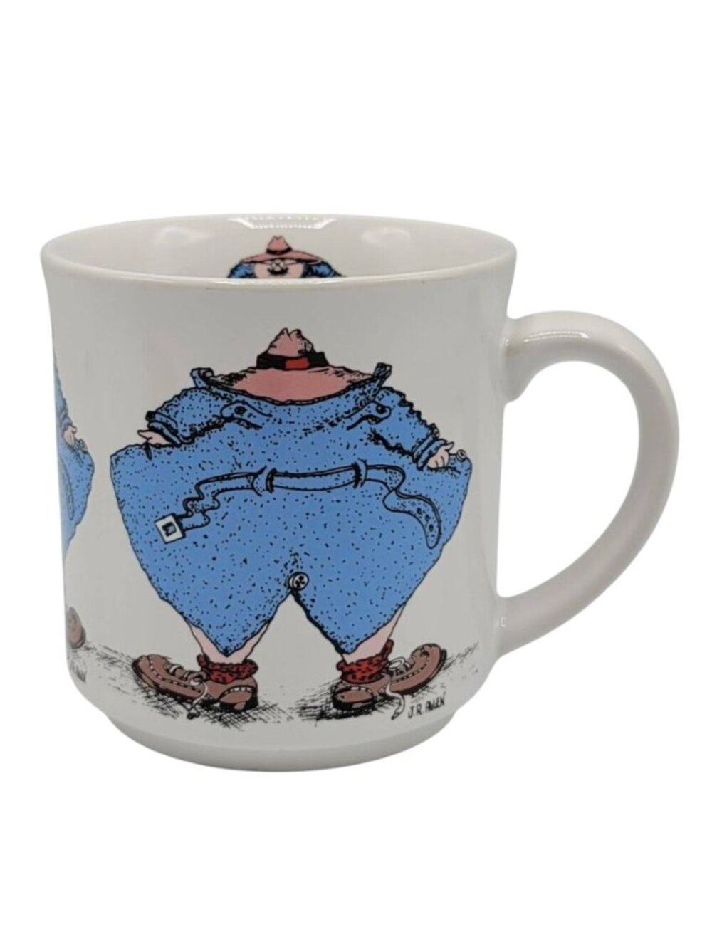 Recycled Paper Naughty Flasher Mug 10oz Funny Trenchcoat JR Allen Japan Vintage